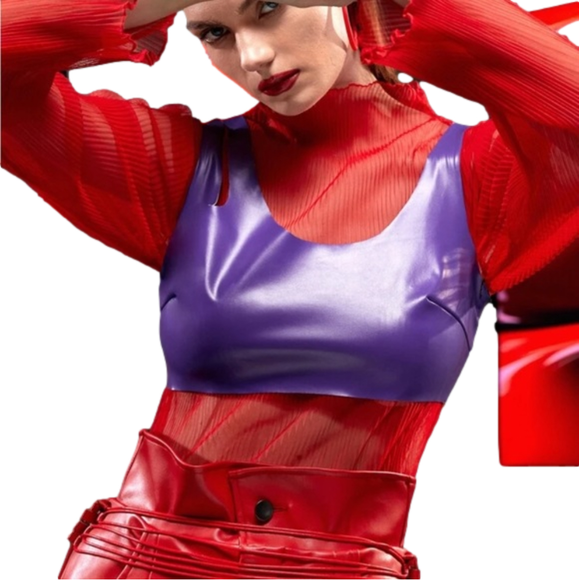 Tops - NEW IN PACKAGE REANNE  Wang Zip Back PU Leather Crop Tank Top